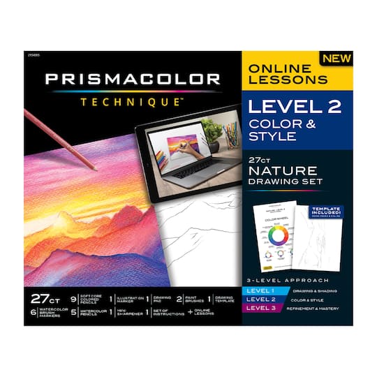 Prismacolor&#xAE; Technique&#x2122; Level 2 Color &#x26; Style 27-Piece Nature Drawing Set